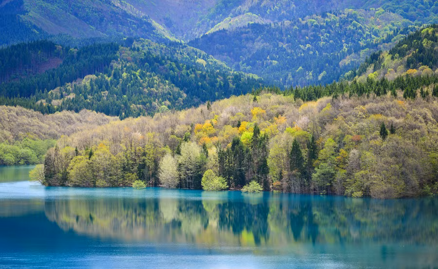 Hồ nước đẹp như tranh vẽ mùa thu