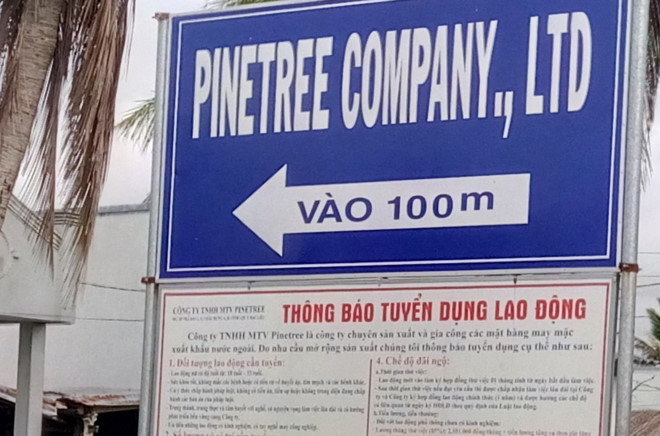 Công ty TNHH một thành viên Pinetree chuyên ngành may mặc. Ảnh: CTV. Công ty TNHH MTV Pinetree chuyên ngành may mặc. Ảnh: CTV.