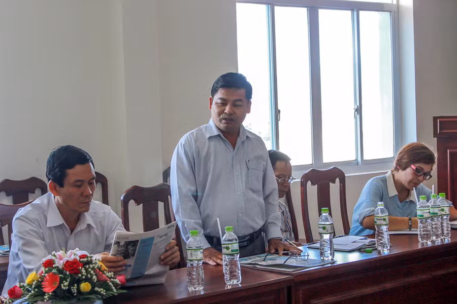 Ông Nguyễn Trường-Chủ tịch UBND huyện Đak Pơ-phát biểu tại buổi gặp mặt. Ảnh: Hồng Thi