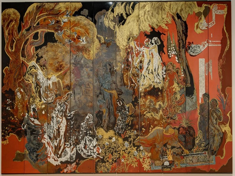 Tác phẩm sơn mài Les Fées của họa sĩ Nguyễn Gia Trí - Ảnh: Phòng trưng bày quốc gia Singapore