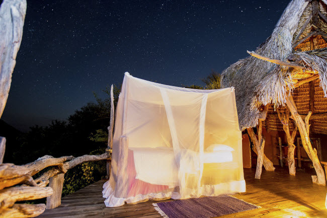 Du khách có cơ hội trải nghiệm cuộc sống giữa thiên nhiên hoang dã châu phi tại khu nghỉ dướng sinh thái Ngwesi ở Kenya.