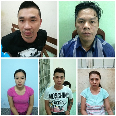 Nhóm đối tượng bị bắt giữ. Ảnh: C.T