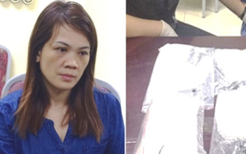 Nghi can Hoàng Thị Thoa tại cơ quan công an. Nghi can Hoàng Thị Thoa tại cơ quan công an.