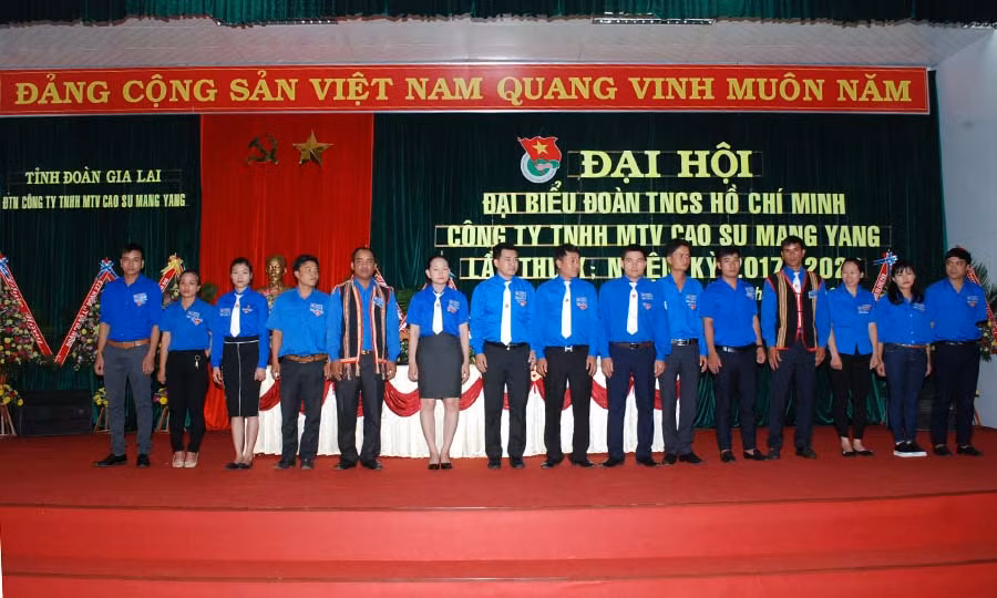 Ra mắt Ban Chấp hành Đoàn Công ty TNHH một thanh viên Cao su Mang Yang lần thứ X, nhiệm kỳ 2017-2022. Ảnh: Đ.Y