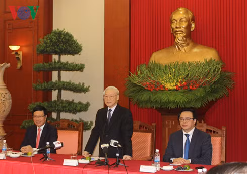 Tổng Bí thư Nguyễn Phú Trọng phát biểu tại cuộc gặp các Đại sứ, Trưởng cơ quan đại diện ngoại giao Việt Nam ở nước ngoài.