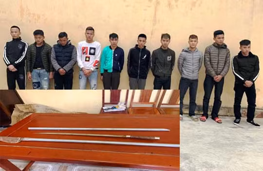  Nhóm côn đồ và hung khí được Công an TP Sầm Sơn thu giữ