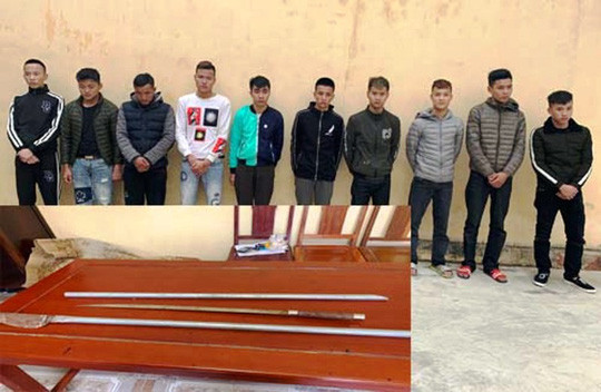 Nhóm côn đồ và hung khí được Công an TP Sầm Sơn thu giữ Nhóm côn đồ và hung khí được Công an TP Sầm Sơn thu giữ