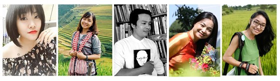  Các tác giả của bộ sách: Khúc Cẩm Huyền, Nguyễn Hà Hạnh My, Lê Vũ Trương Giang, Nguyễn Thị Anh Đào và Nguyên An (từ trái qua).