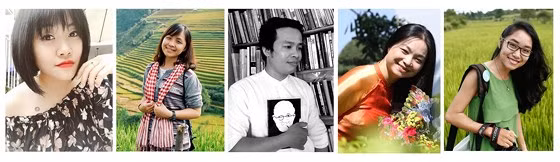  Các tác giả của bộ sách: Khúc Cẩm Huyền, Nguyễn Hà Hạnh My, Lê Vũ Trương Giang, Nguyễn Thị Anh Đào và Nguyên An (từ trái qua).