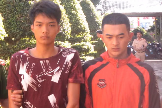 2 đối tượng Nông Hồng Điệp và Đinh Cao Thế tại cơ quan Công an.