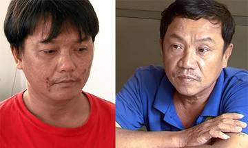  Hai nghi can tại cơ quan điều tra. Ảnh: An Bình.