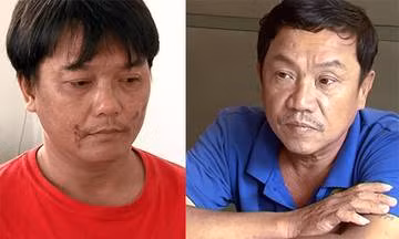  Hai nghi can tại cơ quan điều tra. Ảnh: An Bình.