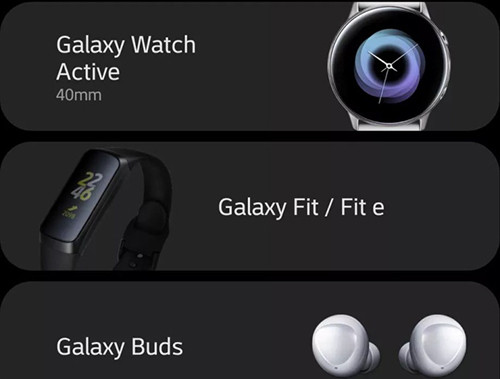  Tên gọi bộ ba thiết bị đeo được cho là sẽ ra mắt cùng Galaxy S10. Ảnh: Verge.