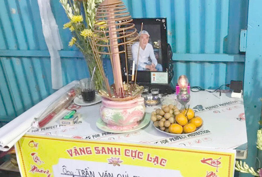  Thi thể Trần Văn Qúy Em đã được giao cho gia đình lo hậu sự. Ảnh do gia đình nạn nhân cung cấp