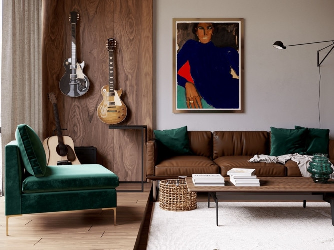  Chỉ gói gọn trong 50m2 nhưng chủ nhân đã mang đến một khu vực riêng tư để trưng bày đàn ghi ta bằng cách sử dụng sàn giật cấp.