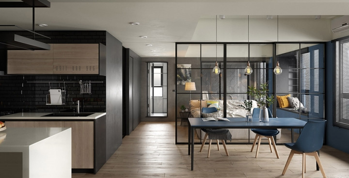 Vách ngăn bằng kính phân chia hiệu quả giữa phòng ăn và phòng ngủ, bức vách ngăn dễ dàng tháo dỡ khi chủ nhân muốn thay đổi cách sắp xếp căn phòng Vách ngăn bằng kính phân chia hiệu quả giữa phòng ăn và phòng ngủ, bức vách ngăn dễ dàng tháo dỡ khi chủ nhân muốn thay đổi cách sắp xếp căn phòng