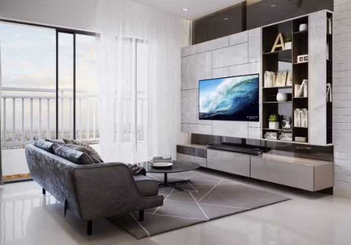 Nội thất đơn giản khiến căn phòng khách trở nên tinh tế nhưng không kém phần sang trọng.