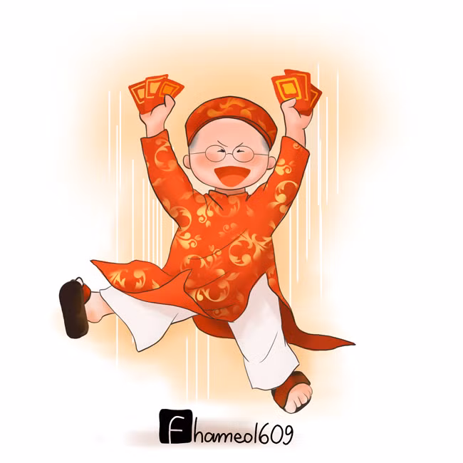  HLV Park Hang Seo diện áo dài truyền thống đón Tết Việt