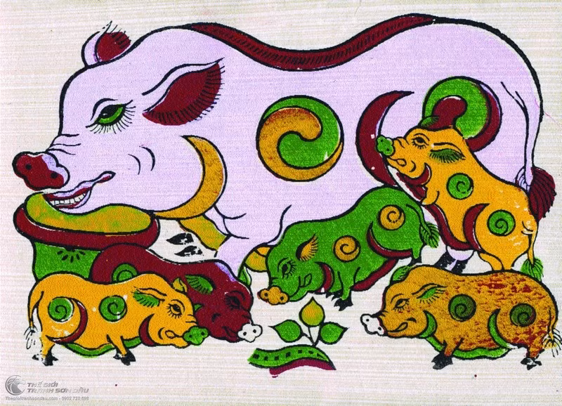  Lợn đàn - tranh Đông Hồ. 