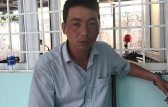 Đối tượng Trần Viết Ân tại cơ quan Công an. Đối tượng..