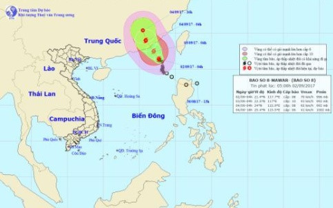 Hướng di chuyển của cơn bão. Hướng di chuyển của cơn bão.