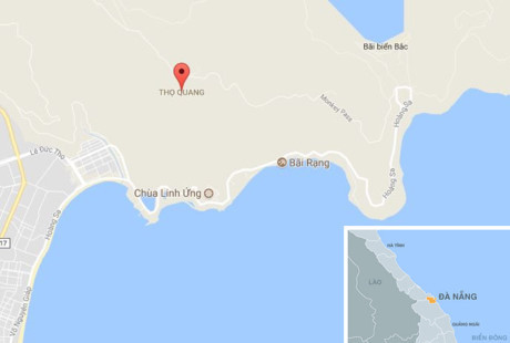 Khu vực núi Sơn Trà (Đà Nẵng), địa điểm nam sinh gặp nạn. Ảnh: Google Maps.