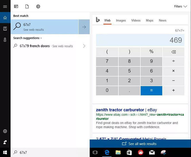 Bản thân hộp tìm kiếm của Microsoft cũng có thể thực hiện các phép tính toán. Bản thân hộp tìm kiếm của Microsoft cũng có thể thực hiện các phép tính toán.