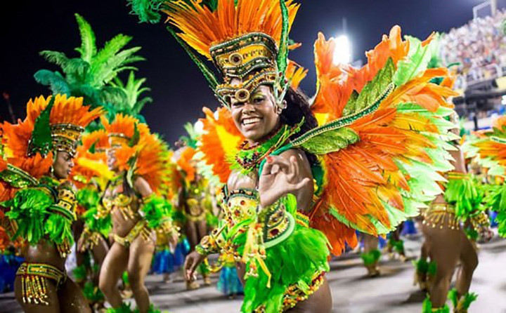 Rio Carnival – Brazil. Lễ hội Rio Carnival là một lễ hội được tổ chức hàng năm tại Rio de Janeiro nổi tiếng với những điệu nhảy samba và những bộ trang phục đầy sáng tạo. 
