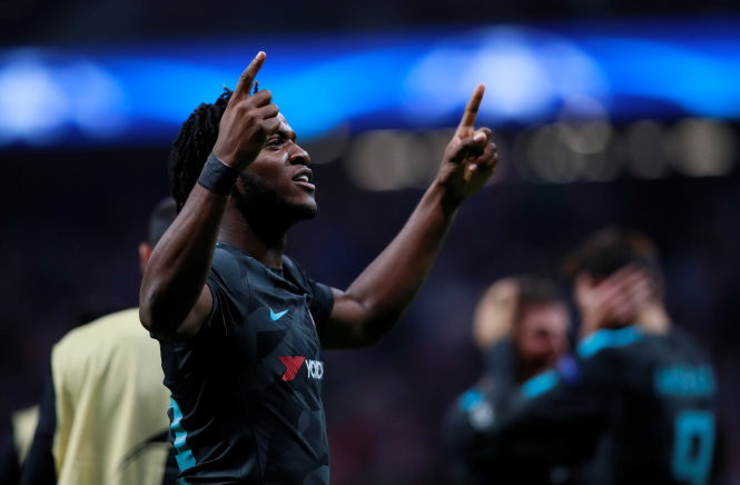Batshuayi ăn mừng bàn thắng vào lưới Atletico Madrid. Ảnh: REUTERS Batshuayi ăn mừng bàn thắng vào lưới Atletico Madrid. Ảnh: REUTERS
