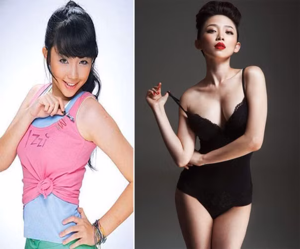  Trái với hình ảnh nóng bỏng, quyến rũ như hiện tại, Tóc Tiên thời mới bước chân vào nghề là một cô nàng dễ thương, ngọt ngào với mái tóc dài nữ tính.
