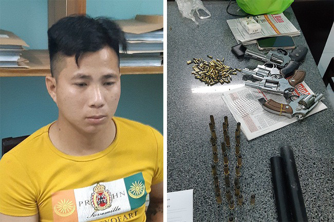 Lê Kỳ Nghiệp và tang vật. Lê Kỳ Nghiệp và tang vật.