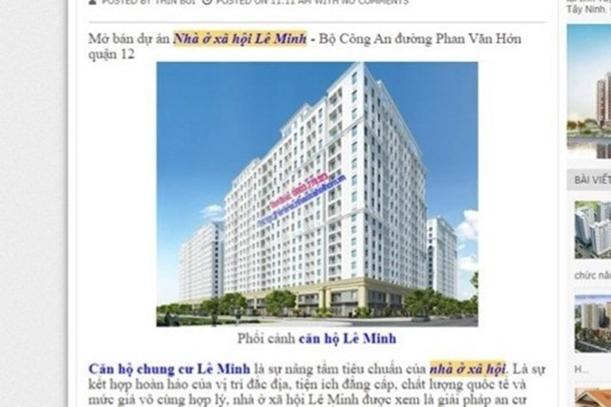 Một trang quảng cáo bán dự án 