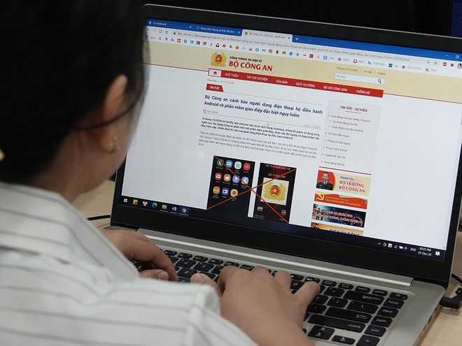 Bộ Công an đưa ra khuyến cáo về phần mềm gián điệp giả danh cơ quan này ẢNH: ĐỘC LẬP