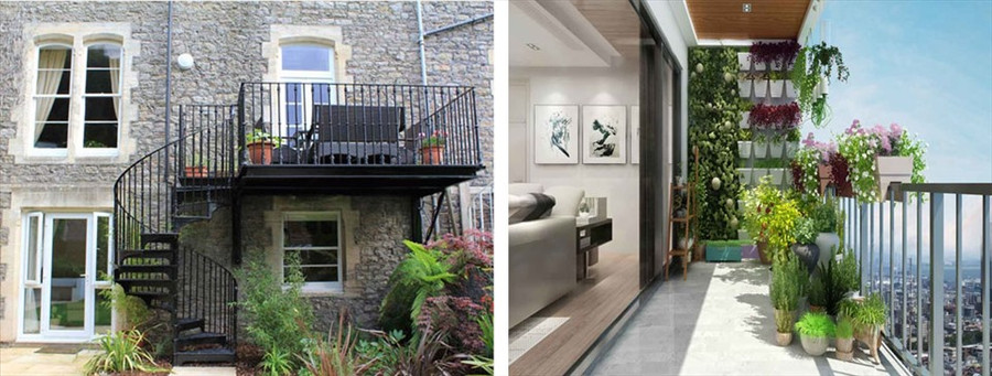 Gia chủ nên trang bị hệ thống chiếu sáng cho khu vực ban công. Đồ họa: Kim Nhung