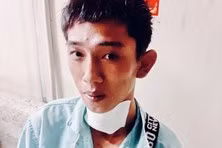 Anh Phạm Hoàng Giang đang điều trị tại Bệnh viện Đa khoa Khánh Hoà. Ảnh:Phương Linh