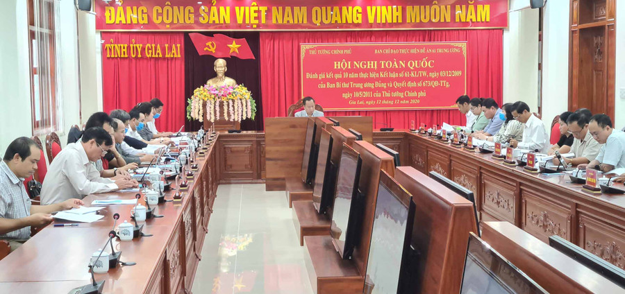Quang cảnh hội nghị tại điểm cầu Gia Lai. Ảnh: Ngọc Sang