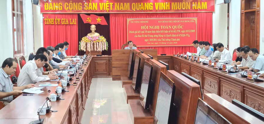Quang cảnh hội nghị tại điểm cầu Gia Lai. Ảnh: Ngọc Sang