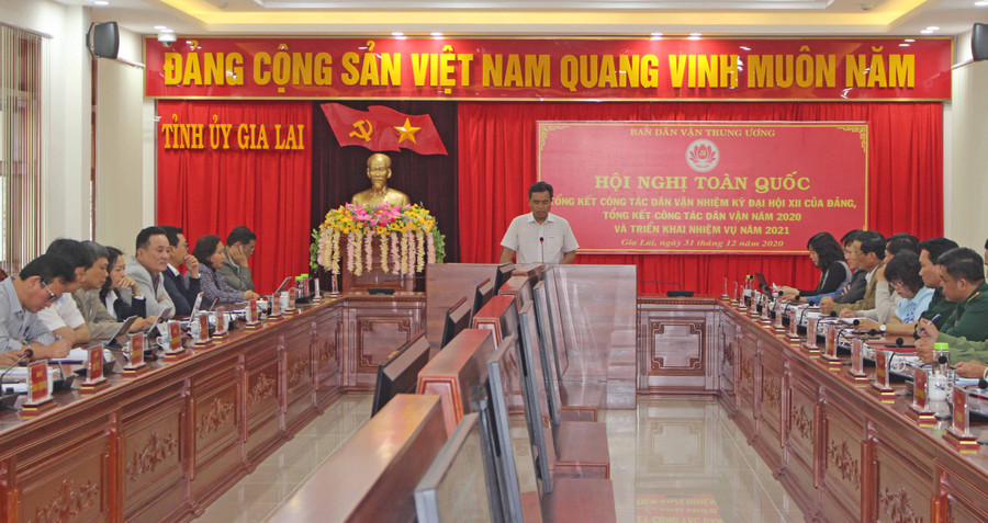 Toàn cảnh hội nghị trực tuyến tại điểm cầu Gia Lai. Ảnh P.L