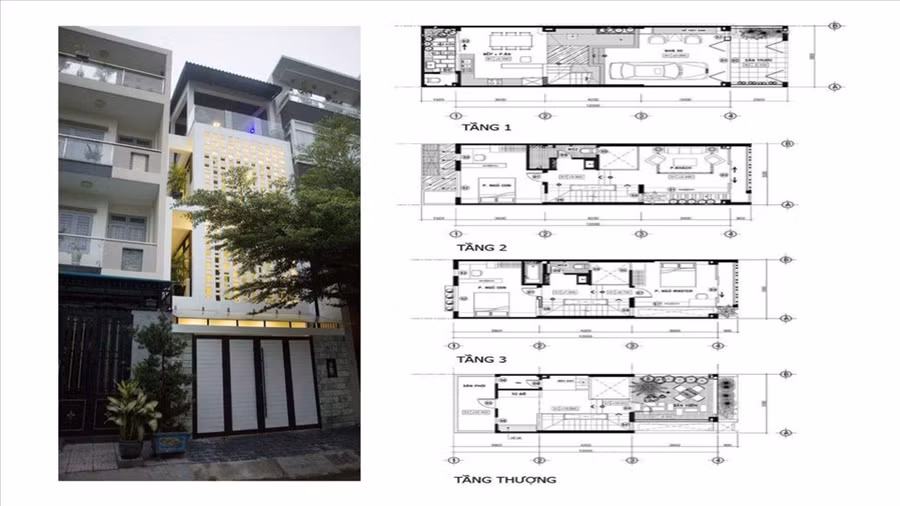 Nhà lệch tầng này được sử dụng nhiều kính cường lực giúp đón nhận tối đa ánh sáng tự nhiên và thể hiện được vẻ đẹp của nội thất. Đồ họa: Đức Mạnh