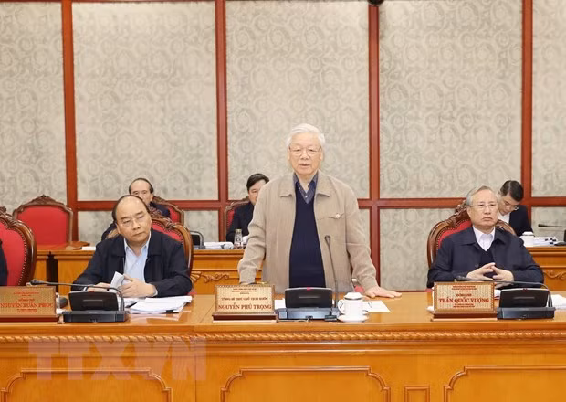 Tổng Bí thư, Chủ tịch nước Nguyễn Phú Trọng phát biểu chỉ đạo. (Ảnh: Trí Dũng/TTXVN)