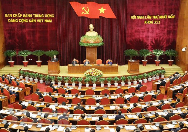 Toàn cảnh Tổng Bí thư, Chủ tịch nước Nguyễn Phú Trọng phát biểu khai mạc Hội nghị. (Ảnh: Trí Dũng/TTXVN)