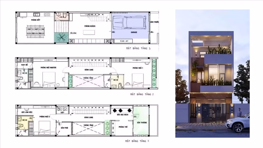 Có thể nói, các mẫu nhà ống lệch tầng, nhà phố lệch tầng với mặt tiền 4m cùng chiều sâu khác nhau đều khá thích hợp với mẫu nhà ống lệch tiền dài 4m. Với thiết kế này, không gian được tối đa sử dụng nhất. Đồ họa: Đức Mạnh