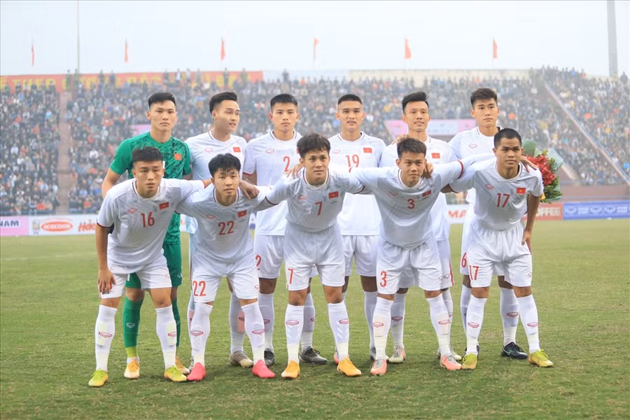 Đội hình ra sân của U22 Việt Nam. Ảnh: Hoài Thu