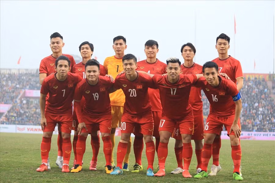 Đội hình ra sân của đội tuyển Việt Nam. Ảnh: Hoài Thu