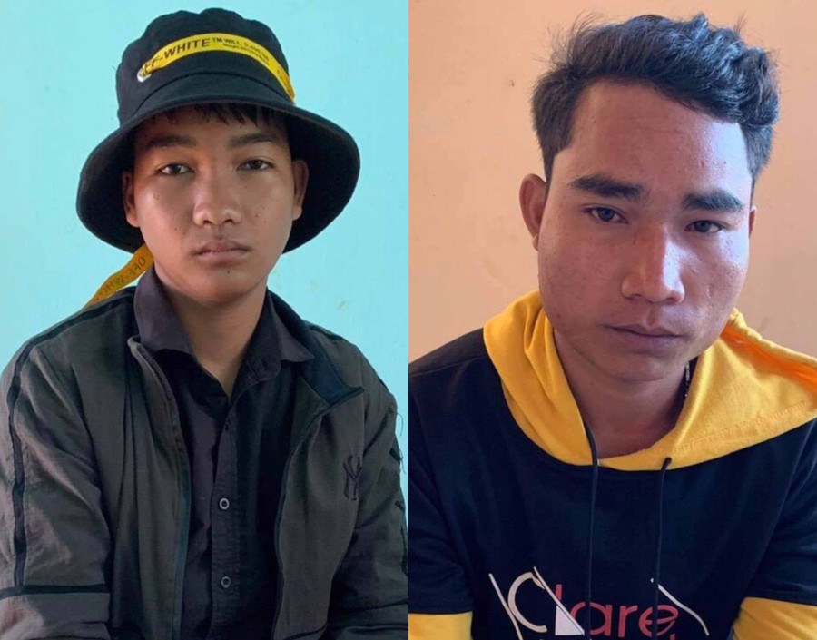 2 đối tượng Sơn (trái) và Bi đã bị bắt khi đang trốn lệnh truy nã. Ảnh: Văn Ngọc