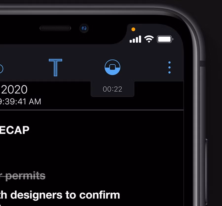 Biểu tượng cảnh báo trên iOS 14 khi ứng dụng ngầm sử dụng microphone, camera của người dùng. Ảnh: Apple