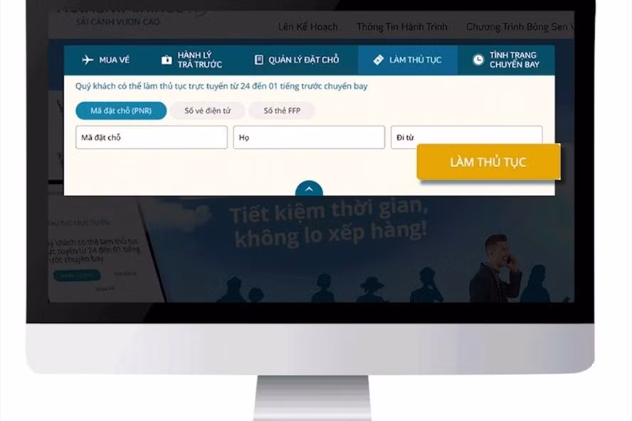 Hành khách có thể làm thủ tục trực tuyến trên website hoặc ứng dụng di động Vietnam Airlines. Ảnh ĐT