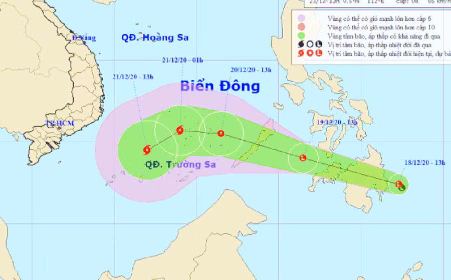  Dự báo hướng đi của vùng áp thấp - Nguồn: Trung tâm dự báo khí tượng thuỷ văn quốc gia