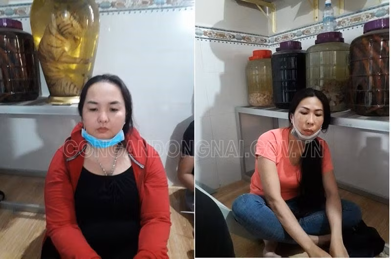 Hai đối tượng Hạnh “Bé Lớn” và Hương “Nám” bị bắt giữ. Ảnh: Công an Đồng Nai