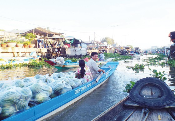 Nhịp sống thường ngày ở chợ nổi Ngã Năm (thị xã Ngã Năm, tỉnh Sóc Trăng)